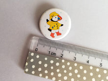 Load image into Gallery viewer, Puffin badge, little puffin raincoat pin button, mini bird badge
