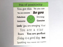 Load image into Gallery viewer, Pea of positivity, glasses, screen cleaner, positive gift, lens cloth,  screen wipe, fabric screen wipe, you got this
