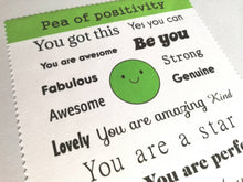 Load image into Gallery viewer, Pea of positivity, glasses, screen cleaner, positive gift, lens cloth,  screen wipe, fabric screen wipe, you got this
