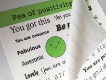 Load image into Gallery viewer, Pea of positivity, glasses, screen cleaner, positive gift, lens cloth,  screen wipe, fabric screen wipe, you got this
