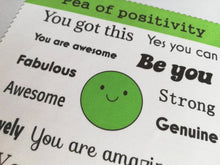 Load image into Gallery viewer, Pea of positivity, glasses, screen cleaner, positive gift, lens cloth,  screen wipe, fabric screen wipe, you got this
