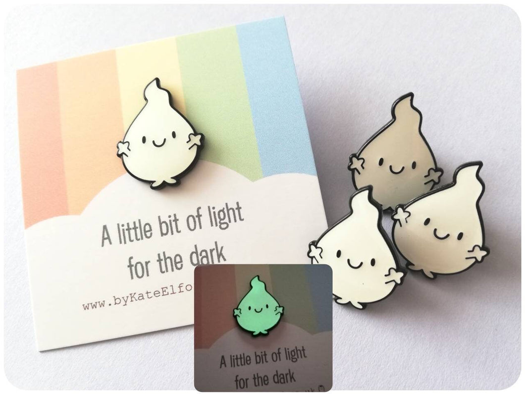 A little bit of light for the dark enamel pin, cute glow in the dark positive brooch, friendship, care, anxiety, supportive enamel badges