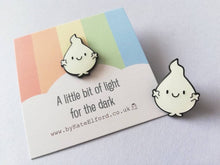 Load image into Gallery viewer, Seconds - A little bit of light for the dark enamel pin, cute glow in the dark positive badge, friendship, care, anxiety, supportive enamel
