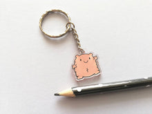 Load image into Gallery viewer, A fuzzy feeling keyring, cute happy, love, positive key fob, friendship, support, care, recycled acrylic
