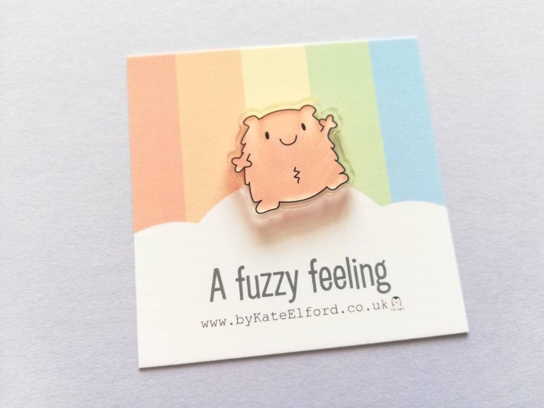 A fuzzy feeling magnet, tiny recycled acrylic, mini cute blob, love, positive gift, friendship, support, care