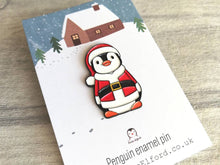 Load image into Gallery viewer, Seconds - Christmas penguin enamel pin, Father Christmas, Boo the penguin
