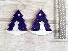 Load image into Gallery viewer, Seconds - Polar bear and star purple decoration. Recycled acrylic Christmas ornament

