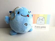 Load image into Gallery viewer, Worry Gobbler, plush small keyring, funny positive gift, cute anti anxiety keychain, recycled filling
