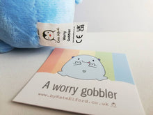 Load image into Gallery viewer, Worry Gobbler, plush small keyring, funny positive gift, cute anti anxiety keychain, recycled filling
