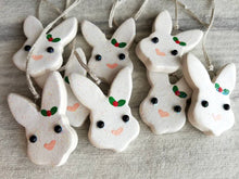 Load image into Gallery viewer, Mini ceramic Christmas rabbit, glitter ceramic bunny
