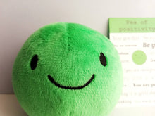 Load image into Gallery viewer, Pea of positivity, small plush keyring, cute positive gift, plushie keychain, you got this, recycled filling
