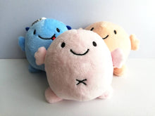 Load image into Gallery viewer, Blob of happiness, small plush keyring, cute happy gift, positive funny keychain, recycled filling
