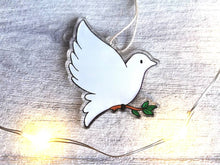 Load image into Gallery viewer, Dove Christmas tree decoration. Recycled acrylic Christmas ornament
