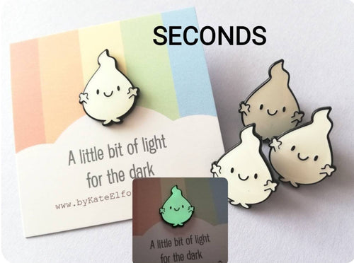 Seconds - A little bit of light for the dark enamel pin, cute glow in the dark positive badge, friendship, care, anxiety, supportive enamel