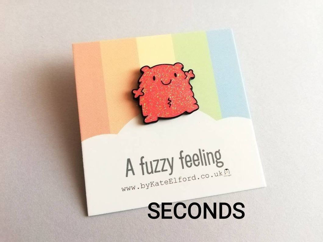 Seconds - A fuzzy feeling enamel pin, cute glittery pin, positive enamel brooch, friendship, someone special, supportive enamel badges
