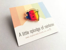 Load image into Gallery viewer, A little splodge of rainbow recycled acrylic pin, cute rainbow blob, positive badge, friendship, supportive gift
