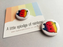 Load image into Gallery viewer, A little splodge of rainbow button badge, cute, positive, happy, supportive, friendship, mini badge

