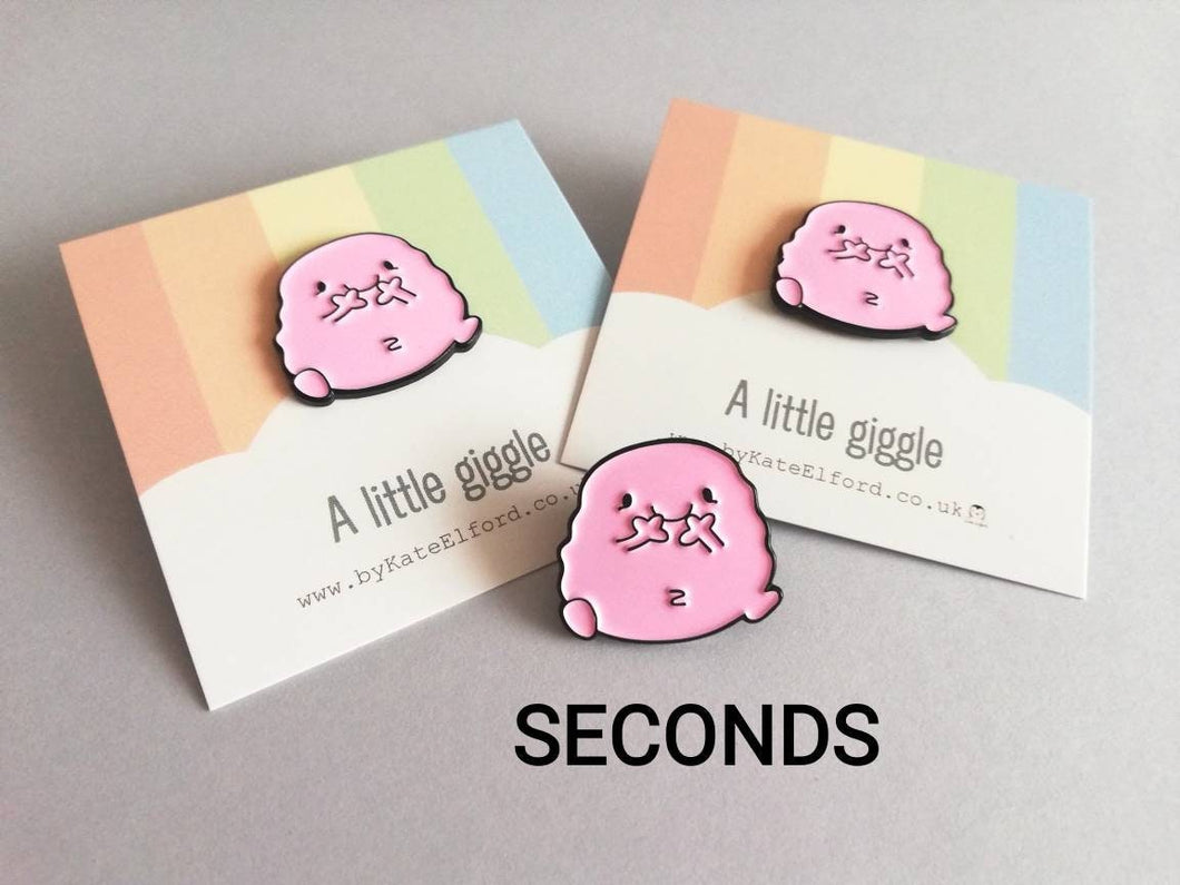Seconds - A little giggle enamel pin, cute enamel brooch, friendship, laughter, supportive, funny enamel badges