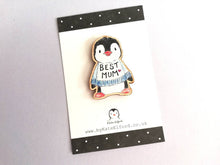 Load image into Gallery viewer, Best mum penguin magnet, little wooden penguin, eco friendly wood
