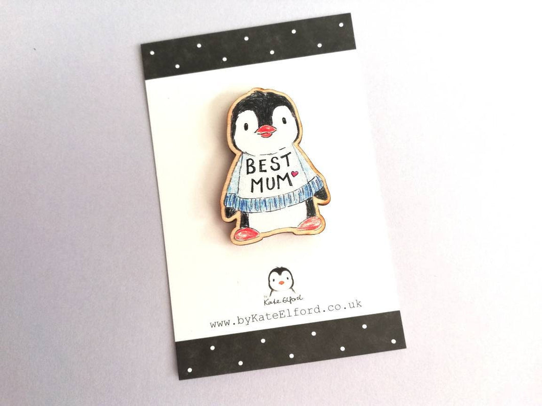 Best mum penguin magnet, little wooden penguin, eco friendly wood