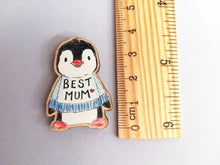 Load image into Gallery viewer, Best mum penguin magnet, little wooden penguin, eco friendly wood
