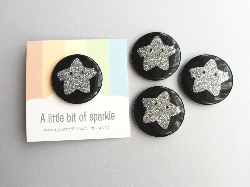 Seconds - A little bit of sparkle magnet, cute silver glitter star, positive, friendship, supportive gift, mini magnet,