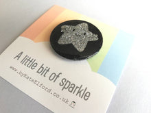 Load image into Gallery viewer, Seconds - A little bit of sparkle magnet, cute silver glitter star, positive, friendship, supportive gift, mini magnet,
