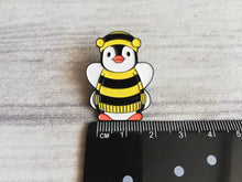 Load image into Gallery viewer, Penguin bee soft enamel pin, bumble bee penguin brooch, boo the penguin
