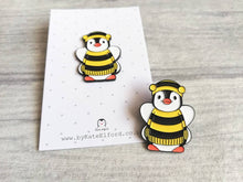 Load image into Gallery viewer, Penguin bee soft enamel pin, bumble bee penguin brooch, boo the penguin
