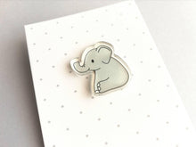 Load image into Gallery viewer, Elephant pin, cute grey elephant brooch, recycled acrylic
