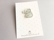 Load image into Gallery viewer, Elephant pin, cute grey elephant brooch, recycled acrylic
