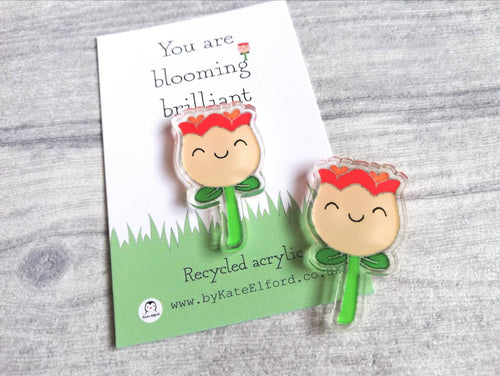 You are blooming brilliant, recycled acrylic mini magnet, cute flower, positive fridge magnet, friend, thank you, supportive