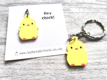 Load image into Gallery viewer, Hey chick, cute mini yellow chick keyring, gift for a friend
