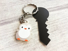 Load image into Gallery viewer, Hey chick, cute mini silver penguin chick keyring, gift for a friend
