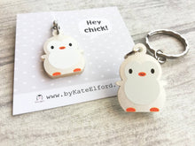 Load image into Gallery viewer, Hey chick, cute mini silver penguin chick keyring, gift for a friend
