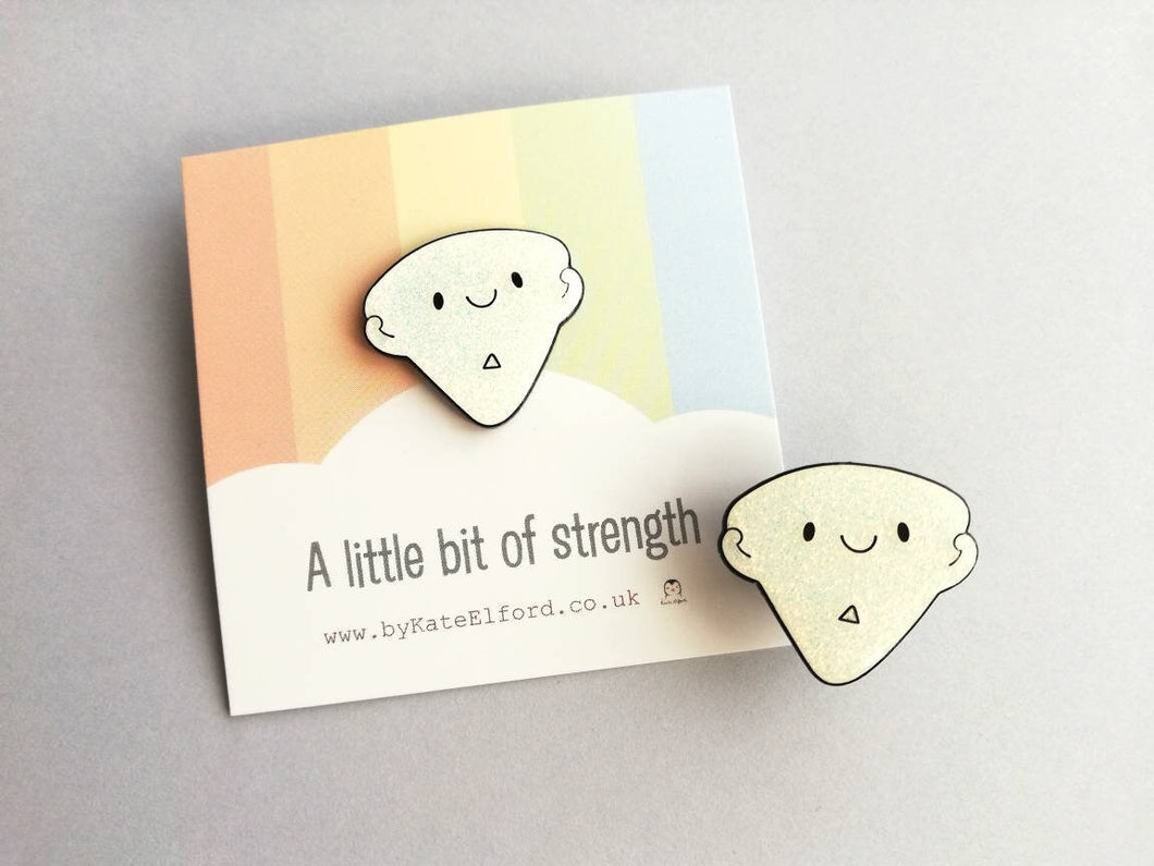 A little bit of strength enamel pin, cute glitter positive enamel brooch, supportive, friendship, caring enamel badges