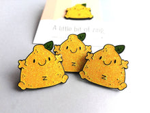 Load image into Gallery viewer, A little bit of zing enamel pin, cute glitter lemon enamel brooch, supportive, positive enamel badge
