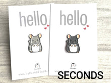 Load image into Gallery viewer, Seconds - Mini chinchilla enamel pins, light grey and dark grey
