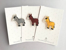 Load image into Gallery viewer, Little donkey recycled acrylic pin
