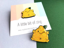 Load image into Gallery viewer, A little bit of zing enamel pin, cute glitter lemon enamel brooch, supportive, positive enamel badge
