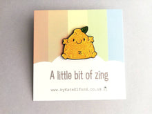 Load image into Gallery viewer, A little bit of zing enamel pin, cute glitter lemon enamel brooch, supportive, positive enamel badge
