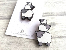 Load image into Gallery viewer, Sheep pin, cute wooden sheep brooch, eco friendly
