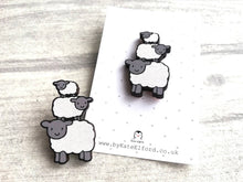 Load image into Gallery viewer, Sheep pin, cute wooden sheep brooch, eco friendly
