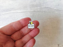 Load image into Gallery viewer, Very tiny bee magnet, very small recycled acrylic be kind, mini cute happy bee, positive, friendship gift, care, magnet
