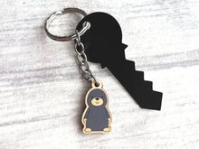 Load image into Gallery viewer, Tiny mole keyring, mini mole wooden key fob, eco friendly wood, mole key chain, bag charm
