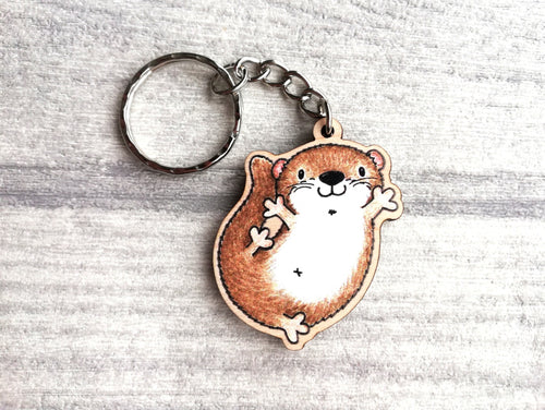 Otter keyring, cute tag, wooden otter key chain, eco friendly charm