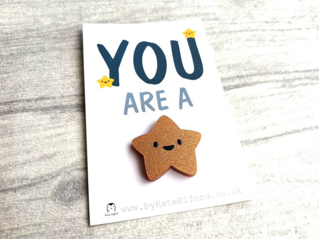 You are a star tiny acrylic glitter magnet, mini cute happy positive gift