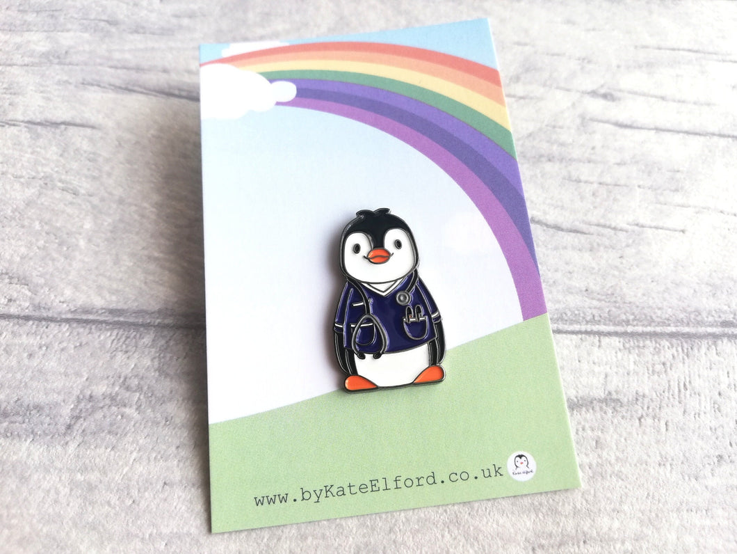 Penguin nurse enamel pin, medical penguin brooch. Boo the penguin care giver, nursing, carer