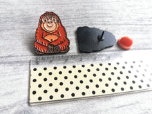 Load image into Gallery viewer, Orangutan enamel pin, mini cute ape badge
