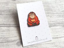 Load image into Gallery viewer, Orangutan enamel pin, mini cute ape badge
